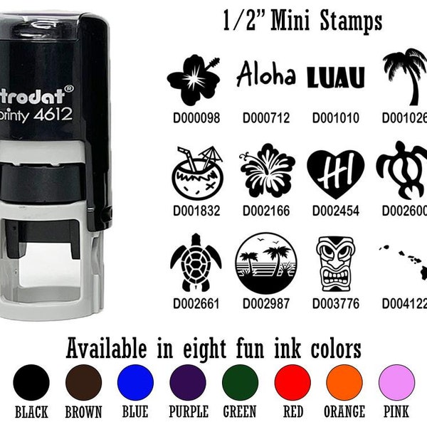 Hawaii Hawaiian Luau Tropical Islands 1/2" Self-Inking Rubber Stamp Ink Stamper