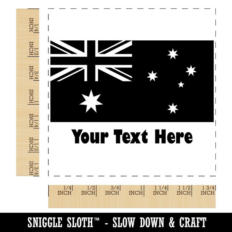 Australia Flag 1 Line Custom Personalized Square Rubber Stamp