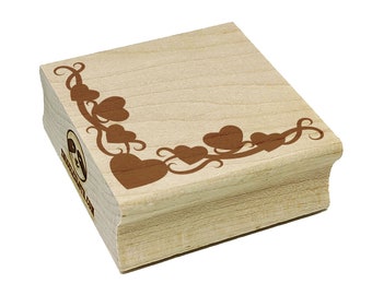 Swirly Heart Corner Border Square Rubber Stamp for Stamping Crafting