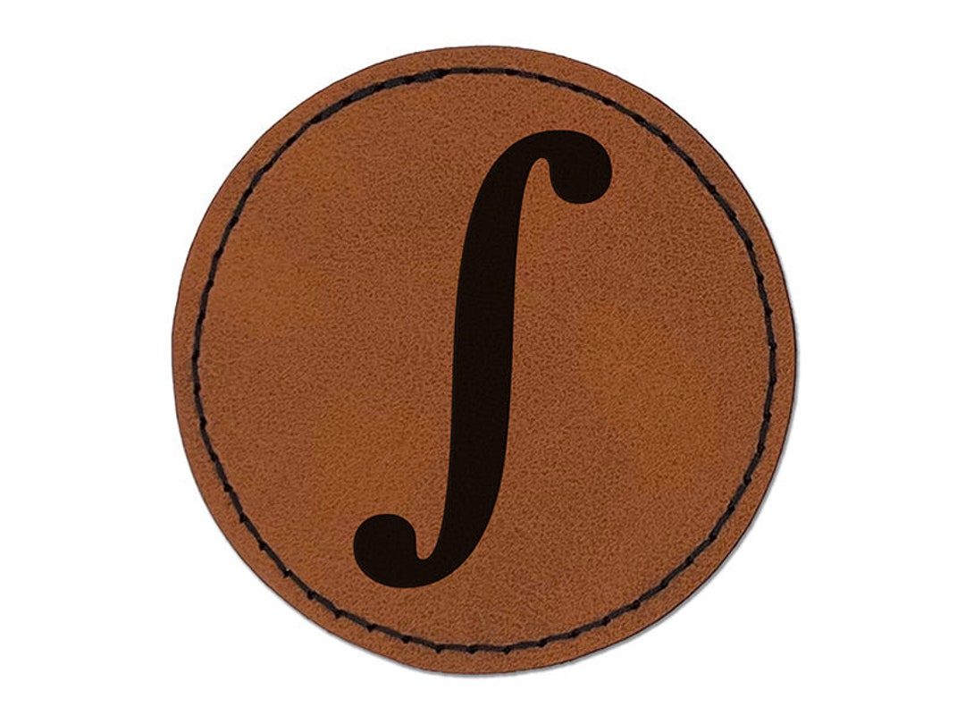 Integral Math Symbol Round Iron on Engraved Faux Leather Patch Applique integral-math-symbol-round-iron-on-engraved-faux-leather-patch-applique
