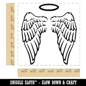 Folded Angel Wings With Halo Feathers Square Rubber Stamp for - Etsy