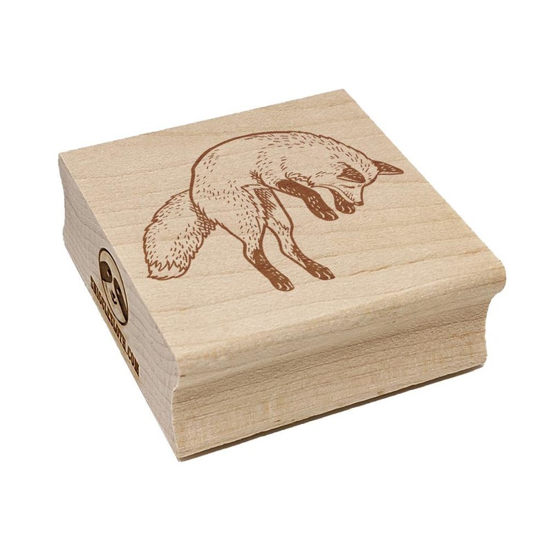 Jumping Leaping Fox Square Rubber Stamp for Stamping Crafting