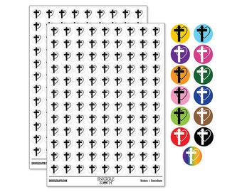 Cross and Heart Love Christian 0.50" Round Sticker Pack