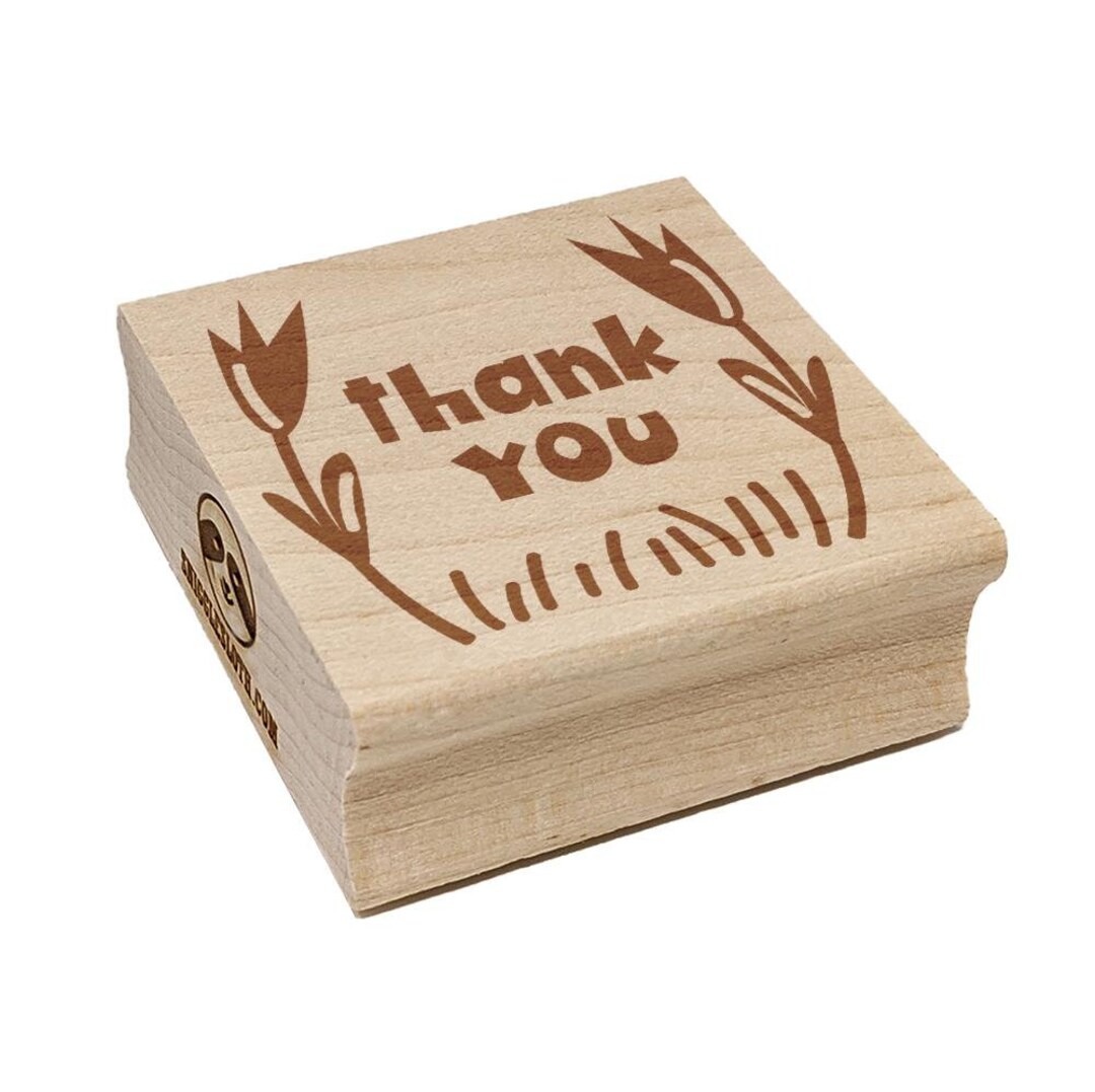 Thank You Flowers Border Square Rubber Stamp for Stamping - Etsy