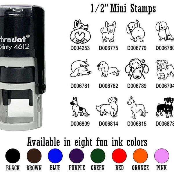 Funny Dogs Dachshund Chihuahua Others 1/2" Self-Inking Rubber Stamp Ink Stamper