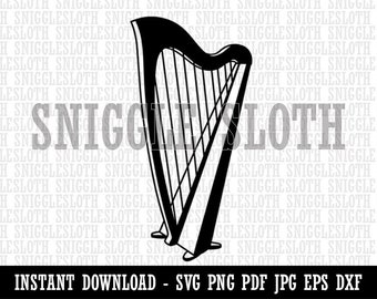 Harp String Instrument Clipart Instant Digital Download SVG EPS PNG pdf ai dxf jpg Cut Files for Commercial Use