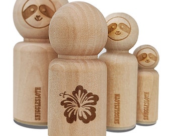 Pretty Hibiscus Flower Tropical Rubber Stamp for Stamping Crafting Planners