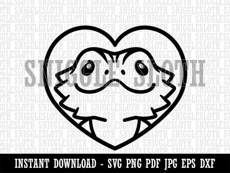 Bearded Dragon Lizard Inside of Heart Clipart Instant Digital Download SVG EPS PNG pdf ai dxf jpg Cut Files Commercial 