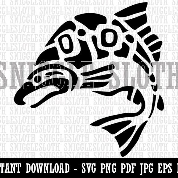 Nativo americano Tlingit Salmón Pescado indio Clipart Descarga digital SVG EPS PNG pdf ai dxf jpg Cortar archivos comerciales