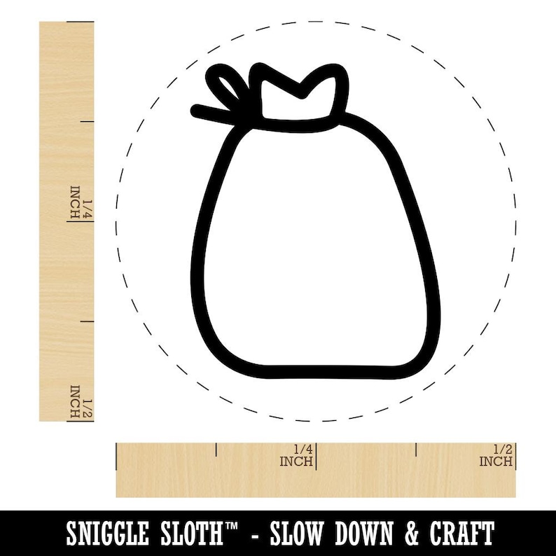 Bag with Tie Outline Rubber Stamp for Stamping Crafting Planners