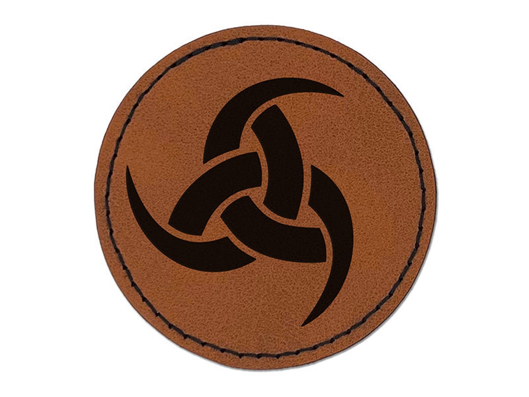 Horns Of Odin Triple Viking Symbol Round Iron on Engraved Faux Leather horns-of-odin-triple-viking-symbol-round-iron-on-engraved-faux-leather