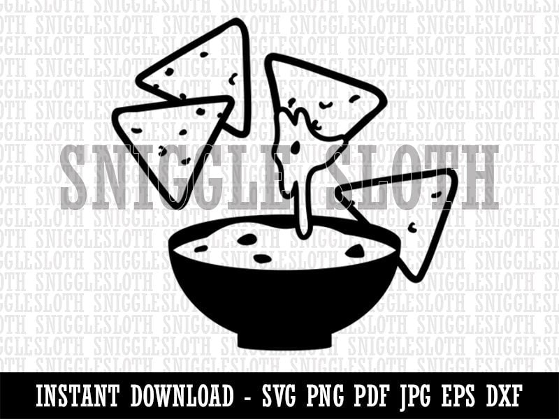 Tortilla Chips and Dip Salsa Cheese Guacamole Clipart Digital Download