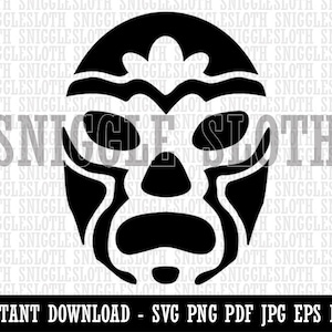 Luchador Mexican Wrestler Mask Lucha Libre Clipart Digital Download SVG EPS PNG pdf ai dxf jpg Cut Files Commercial Use