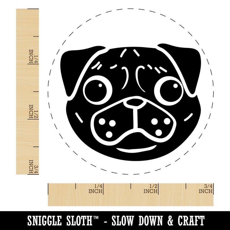 Pug Face Rubber Stamp for Stamping Crafting Planners 3/4 Inch Small