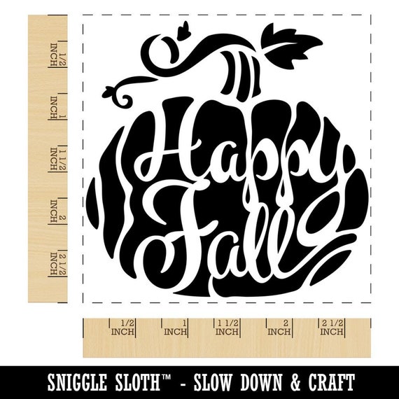 Fall Autumn Pumpkin Square Rubber Stamp for Stamping Crafting 1.25in Small 