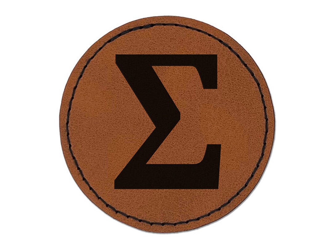 Summation Sigma Sum Math Symbol Round Iron on Engraved Faux Leather summation-sigma-sum-math-symbol-round-iron-on-engraved-faux-leather