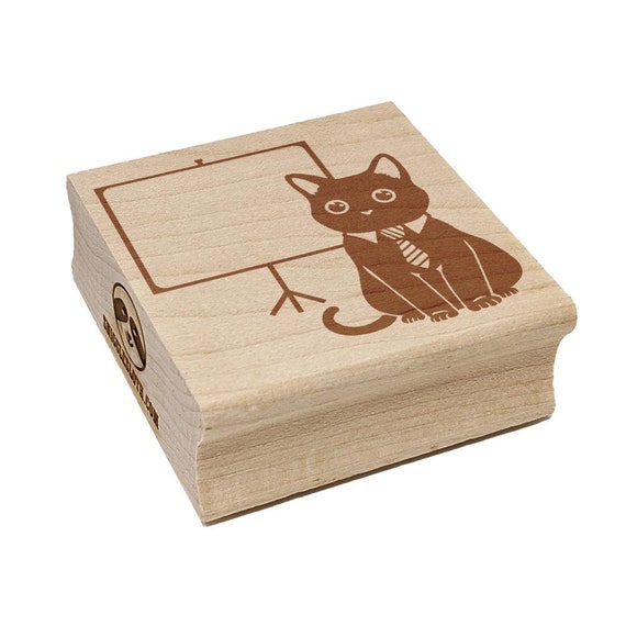 Business Cat With Blank Presentation Board Square Rubber Stamp for Stamping  Crafting - Etsy