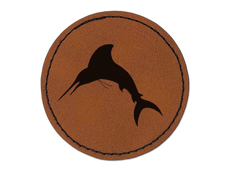 Largemouth Bass Fish Fishing Round Iron-On Engraved Faux Leather Patch  Applique - 2.5