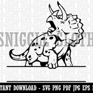 Triceratops Dinosaur Split Monogram Name Clipart Digital Download SVG EPS PNG pdf ai dxf jpg Cut Files Commercial Use