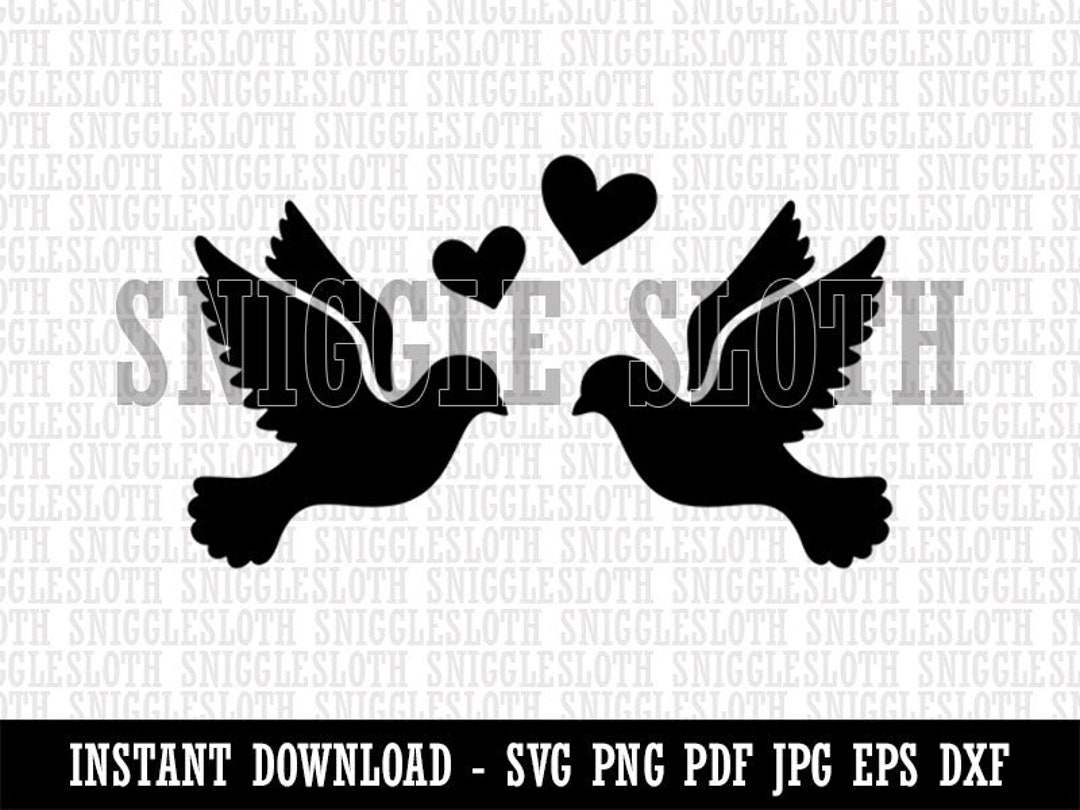 Two Love Doves Wedding Hearts Birds Clipart Instant Digital Download ...