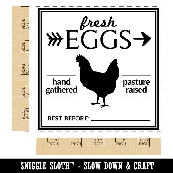 Farm Fresh Hand Gathered Chicken Eggs from Our Coop to Your Table Square Rubber Stamp for Stamping Crafting 2.75in Large 