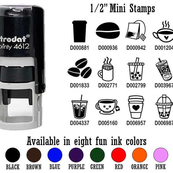 Coffee Iced Boba Tea Frequent Buyer Punch Card 1/2" Self-Inking Rubber Stamp Ink Stamper