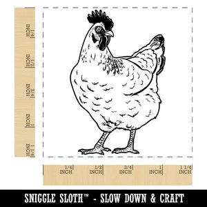 Sniggle Sloth Floral Chicken Square Rubber Stamp - 1.25 Inch Small Craft Stamp For Card Making & Scrapbooking - View #3