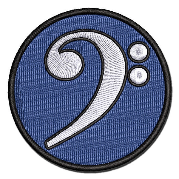 Bass Clef Music Multi-Color Embroidered Iron-On or Hook & Loop Patch Applique