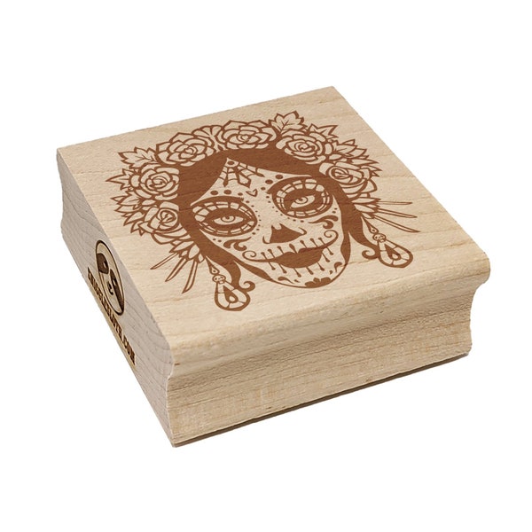 Dia De Los Muertos Woman Skull Face Day of the Dead Square Rubber Stamp for Stamping Crafting