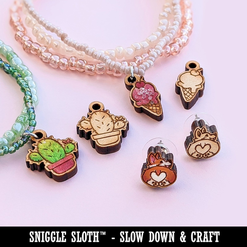 Cancer Horoscope Astrological Zodiac Sign Mini Wood Shape Charms Jewelry DIY Craft