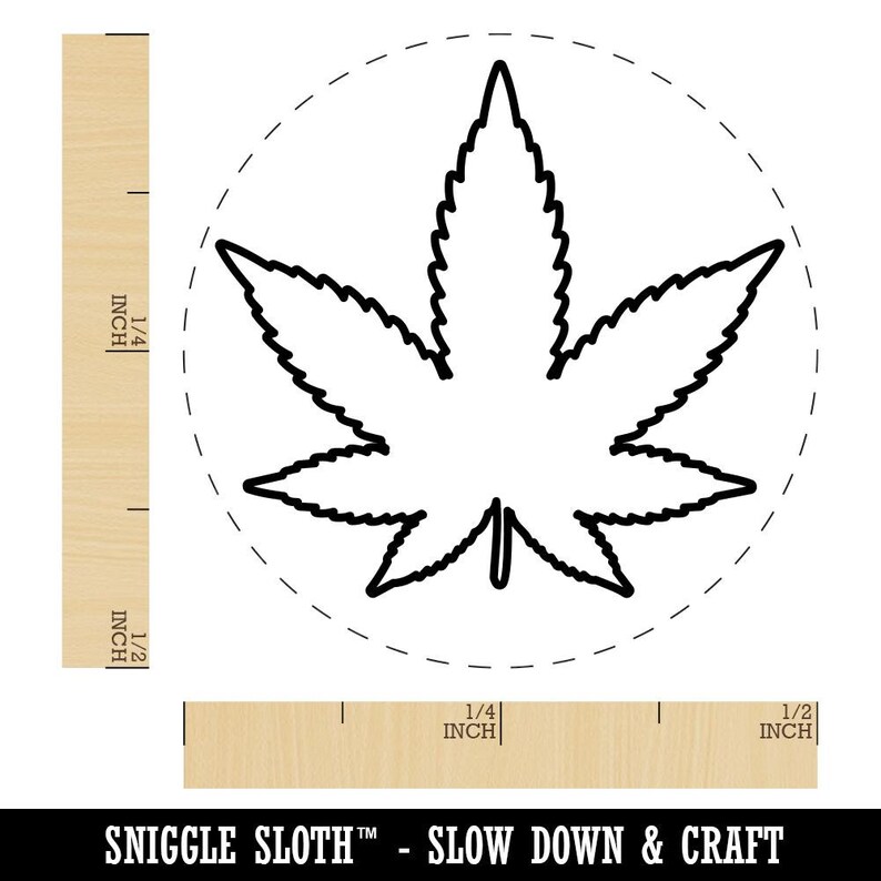 Marijuana Leaf Outline Rubber Stamp for Stamping Crafting Planners