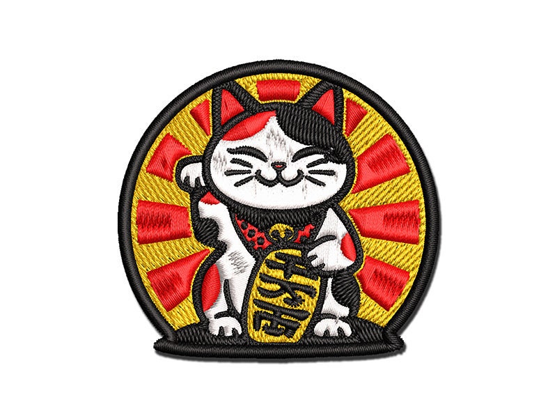 Cute Iron-On Patch for Child, 4pcs Funny Cartoon Japanese Lucky Cat Iron on Patches, Embroidered Sew on Patches Custom Tactical Patches for DIY