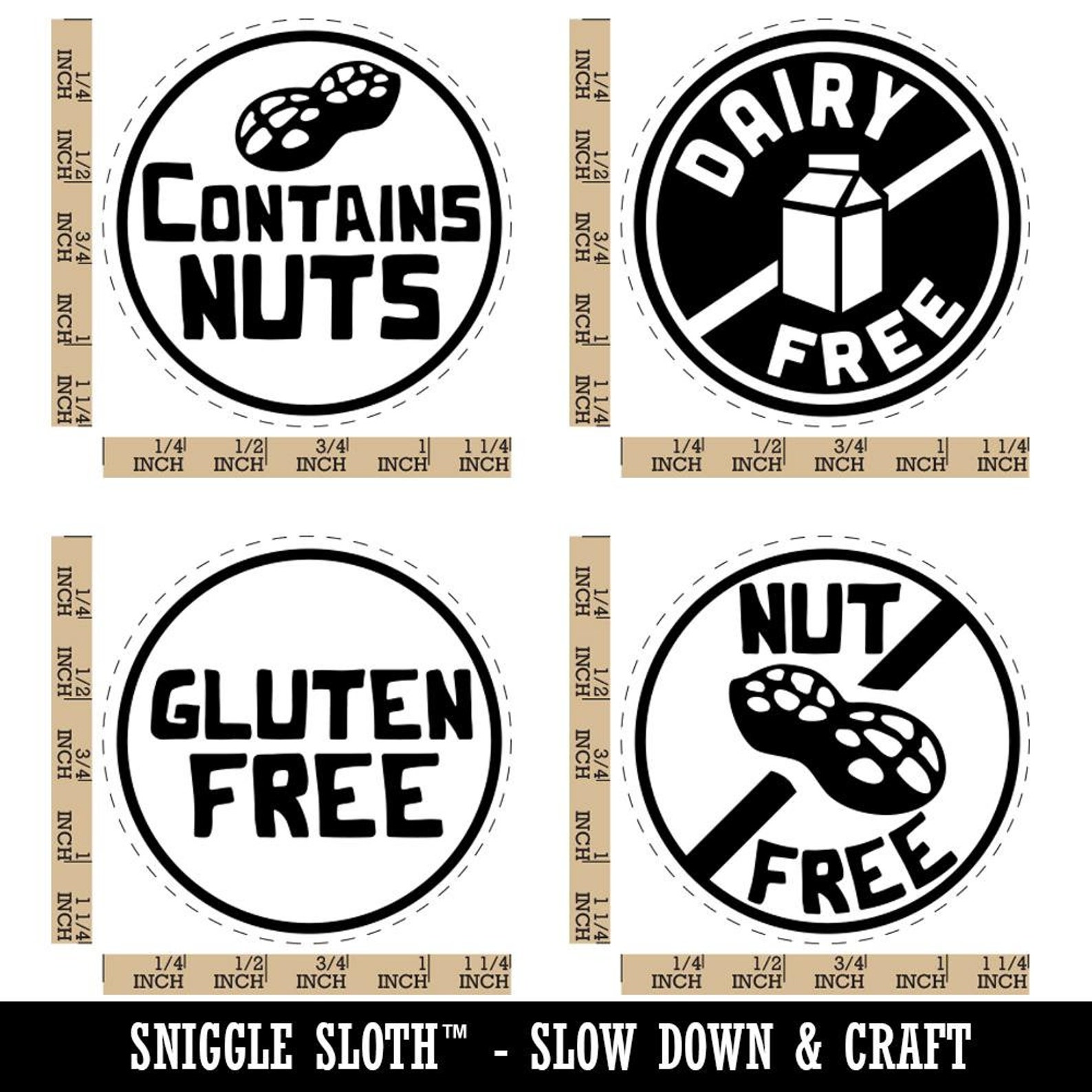 Contains Nuts Nut Gluten Dairy Free Warnings Rubber Stamp Set Etsy