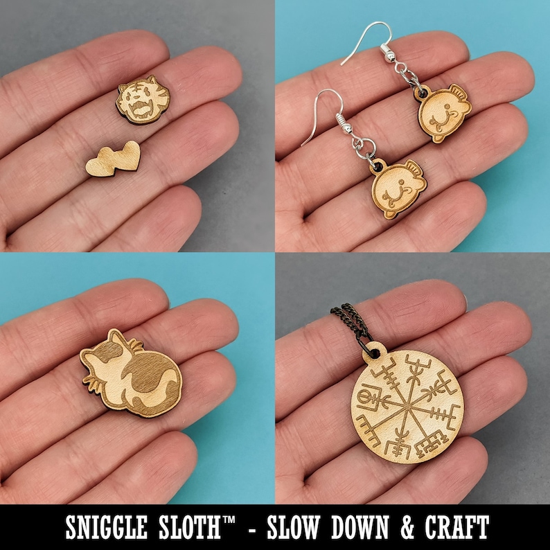 Cancer Horoscope Astrological Zodiac Sign Mini Wood Shape Charms Jewelry DIY Craft