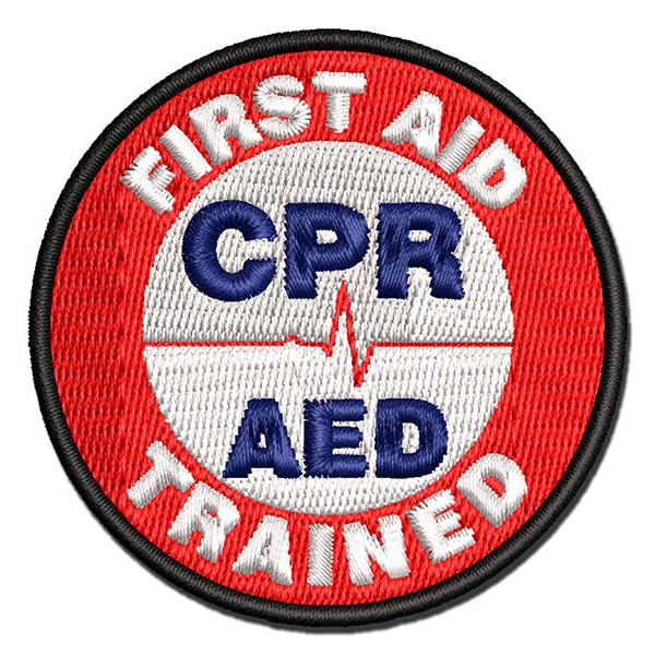 First Aid AED CPR Trained Multi-Color Embroidered Iron-On Patch Applique