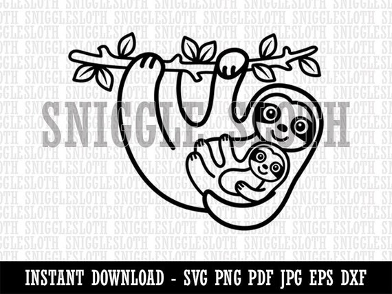 Mother and Baby Sloth Clipart Instant Digital Download SVG EPS | Etsy