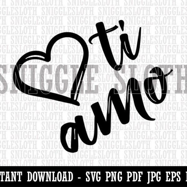 I Love You in Italian Ti Amo Heart Clipart Instant Digital Download SVG EPS png pdf ai dxf jpg Cut Files Commercial Use