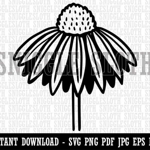 Coneflower Echinacea Clipart Téléchargement numérique instantané SVG EPS PNG PDF AI DXF JPG Fichiers de coupe pour un usage commercial