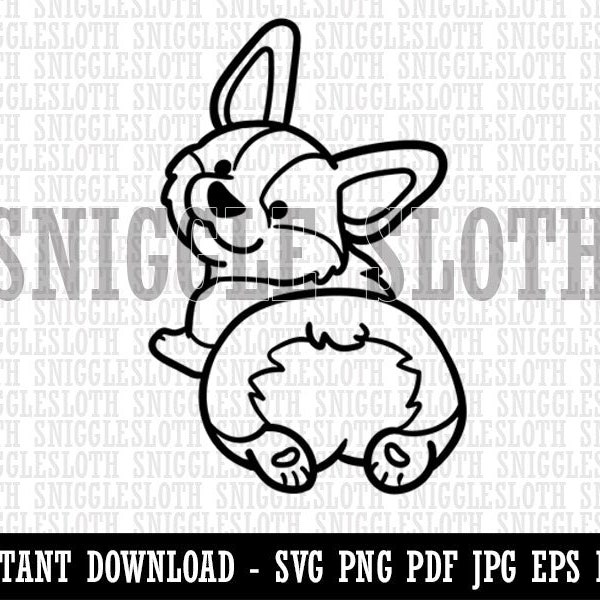 Pembroke Welsh Corgi from Behind Butt Dog Clipart Digital Download SVG EPS PNG pdf ai dxf jpg Cut Files Commercial Use