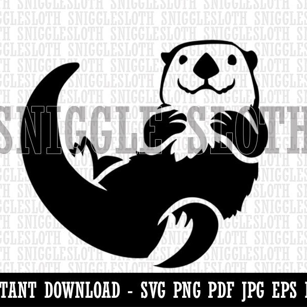 Floating Sea Otter Clipart Instant Digital Download SVG EPS PNG pdf ai dxf jpg Cut Files for Commercial Use