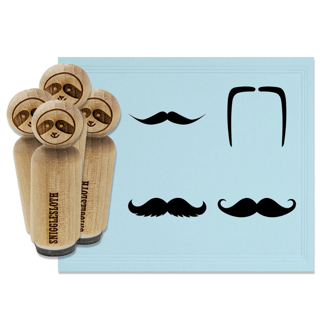 Mustache Styles Handlebar Gunslinger Fu Manchu English Rubber Stamp Set