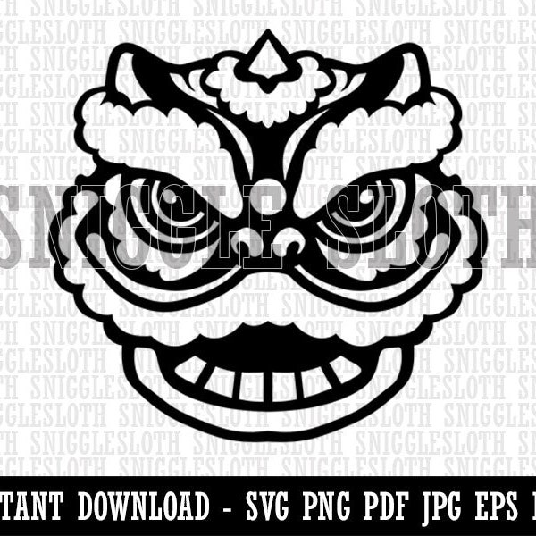 Chinese New Year Lion Dancer Head Clipart Instant Digital Download SVG EPS PNG pdf ai dxf jpg Cut Files Commercial Use