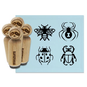 Insects Bee Beetle Spider Ladybug Rubber Stamp Set for Stamping Crafting Planners