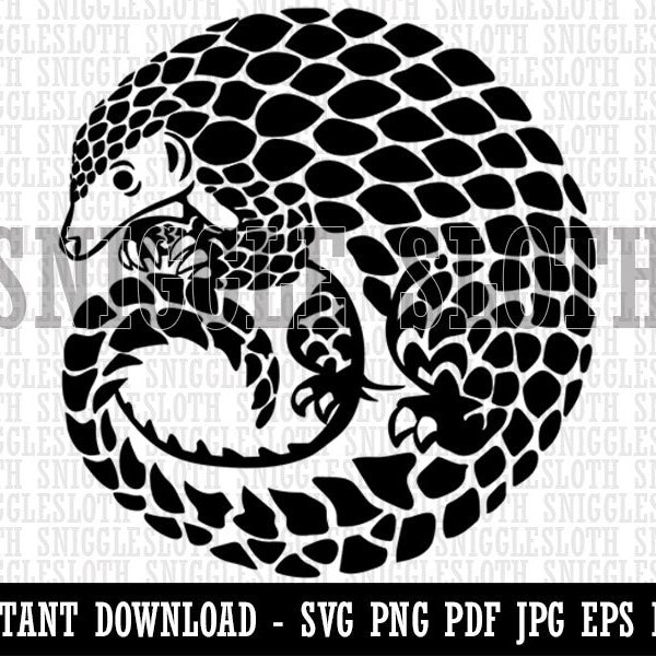 Curled Cute Pangolin Clipart Instant Digital Download SVG EPS PNG pdf ai dxf jpg Cut Files for Commercial Use