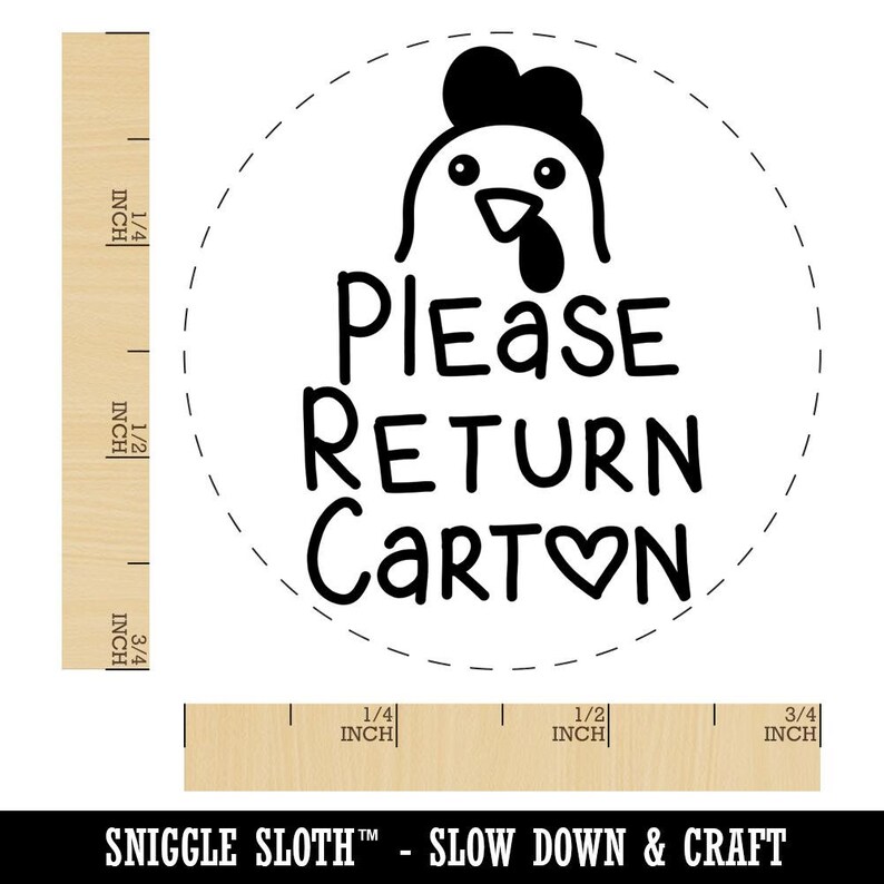 Please Return Carton Chicken Egg Rubber Stamp