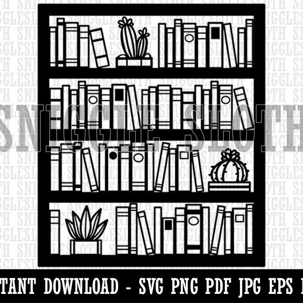 Bookcase of Books Clipart Instant Digital Download SVG EPS PNG pdf ai dxf jpg Cut Files for Commercial Use