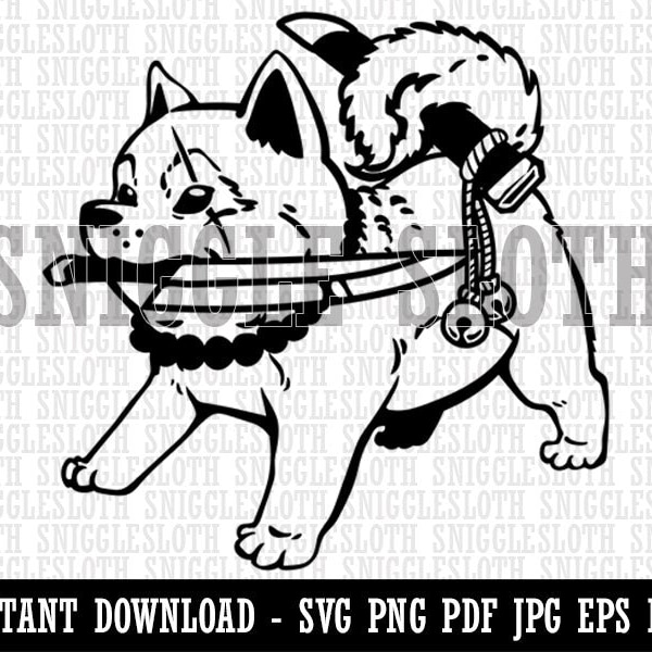 Samurai Dog Shiba Inu with Knife Clipart Instant Digital Download SVG EPS PNG pdf ai dxf jpg Cut Files Commercial Use