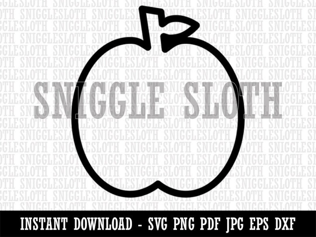 Apple Fruit Outline Clipart Instant Digital Download SVG EPS PNG Pdf Ai Dxf Jpg Cut Files for