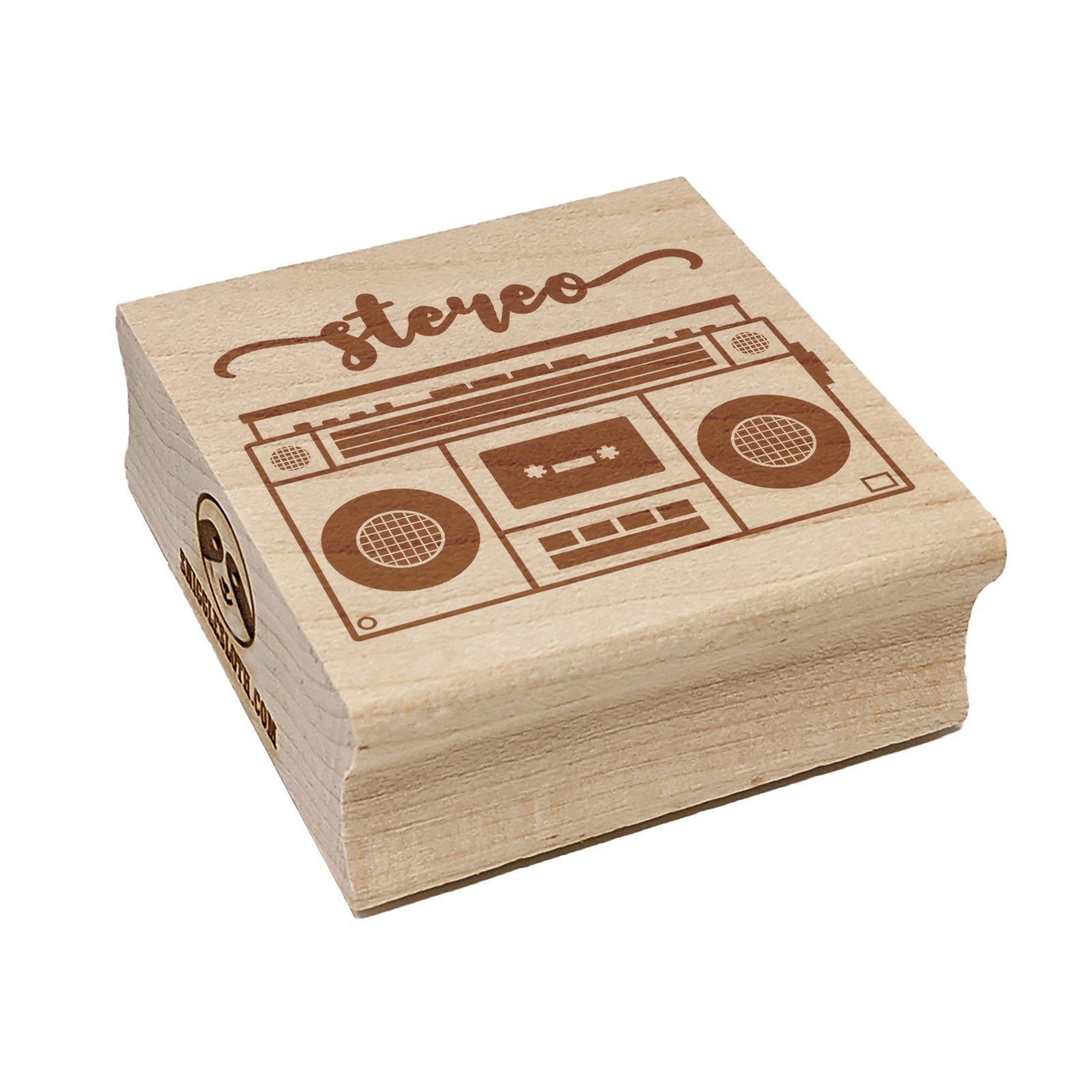 Retro Radio Stereo Cassette Player Boombox Square Rubber Stamp Etsy