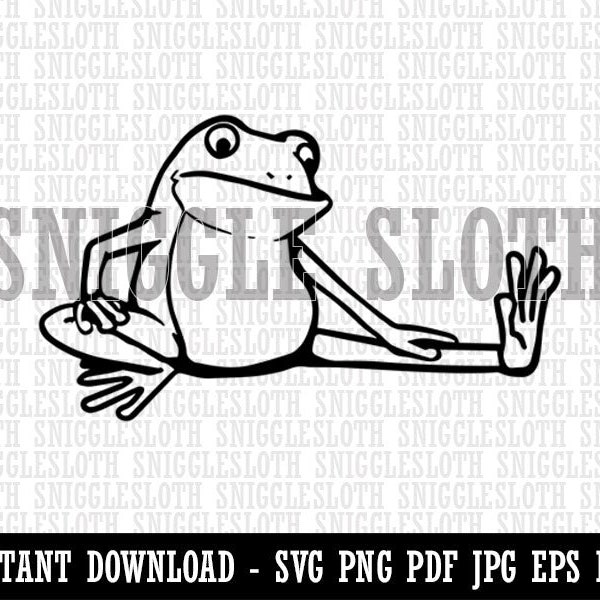 Limber Cartoon Frog Stretching Leg Exercise Clipart Digital Download SVG EPS PNG pdf ai dxf jpg Cut Files Commercial Use